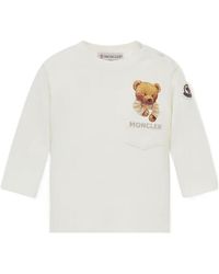 Moncler - Teddy Bear Motif Cotton T-Shirt With Pocket - Lyst