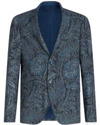 Etro - V-Neck Floral Printed Blazer - Lyst
