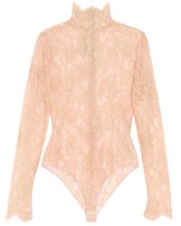 Valentino - Semi-Sheer Floral Lace Bodysuit - Lyst
