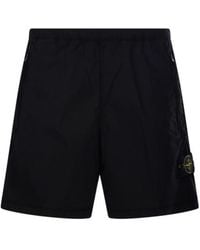 Stone Island - Logo Patch Wide Leg Shorts - Lyst