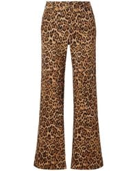Anna Sui - Animal-Print Cotton-Blend Wide-Leg Pants - Lyst