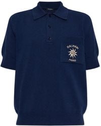 Balmain - Short-Sleeved Ribbed Sun Polo Shirt - Lyst