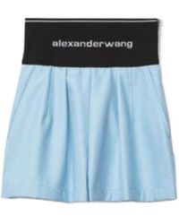 Alexander Wang - High-Rise Logo-Print Two-Tone Shorts - Lyst