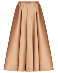 Valentino - High Waist Pleated Midi Skirt - Lyst