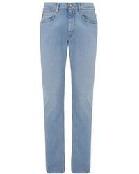 Versace - Logo Patch Low Waist Jeans - Lyst