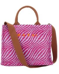 Marni - Logo Embroidered Tote Bag - Lyst