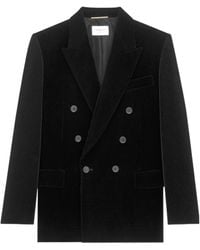 Saint Laurent - Cassandre Double-Breasted Velvet Jacket - Lyst
