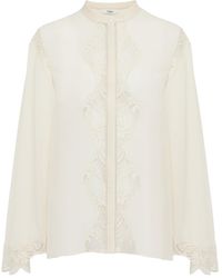 Chloé - Chloé Lace-Trim Fluid Blouse - Lyst