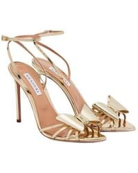 Aquazzura - Tie 105 Mirrored Faux Leather Sandals - Lyst