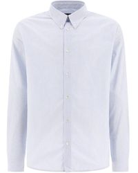 A.P.C. - Pinstriped Curved Hem Shirt - Lyst