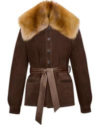 Saint Laurent - Belted Button-Up Jacket - Lyst