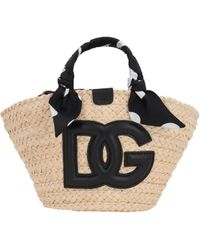 Dolce & Gabbana - Logo-Appliqué Straw Bucket Bag - Lyst