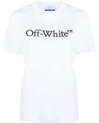 Off-White c/o Virgil Abloh - Bookish Logo Printed Crewneck T-Shirt - Lyst