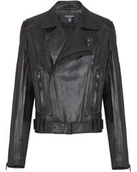 Balmain - Lightweight Lambskin Leather Biker Jacket - Lyst