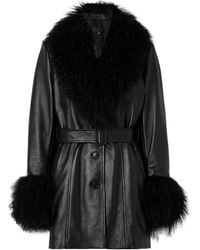Nili Lotan - Sefa Lace-Up Wool-Trimmed Leather Jacket - Lyst