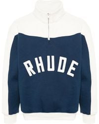 Rhude - Contrast Quarter-Zip Varsity Sweatshirt - Lyst