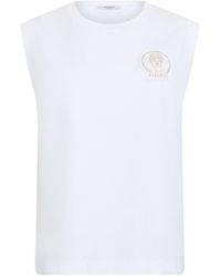 Peserico - Logo-Patch Sleeveless Tank Top - Lyst