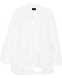 Emporio Armani - Long Sleeved Bow Embellished Blouse - Lyst