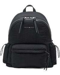 Emporio Armani - Logo Plaque Zip-Up Quilted Backpack - Lyst