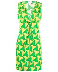 Bottega Veneta - Wavy Triangle Printed V-Neck Dress - Lyst