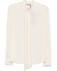 Twinset - Lace-Trim Long-Sleeved Blouse - Lyst