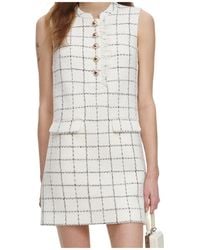 Self-Portrait - Checked Sleeveless Mini Dress - Lyst