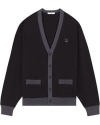 Maison Kitsuné - Maison Kitsuné Bold Fox Head Patch V-Neck Cardigan - Lyst
