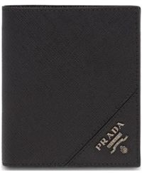Prada - Logo Plaque Bi-Fold Wallet - Lyst