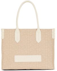 Balmain - B-Army 36 Monogrammed Canvas Jacquard And Leather Tote Bag - Lyst