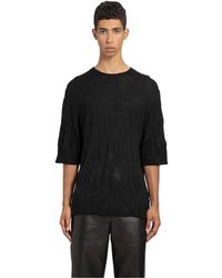 Helmut Lang - Crushed Logo Intarsia Knitted T-Shirt - Lyst