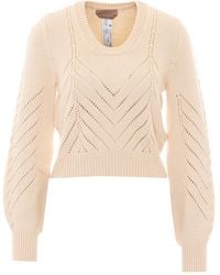 Twinset - Open-Knit Cropped Knitted Sweater - Lyst