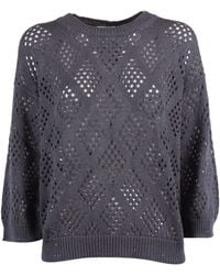 Peserico - Openwork Crewneck Jumper - Lyst