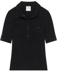 Courreges - Courrèges Rib-Knit Logo Embroidered Polo Shirt - Lyst