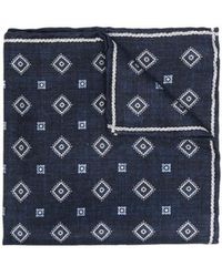 Brunello Cucinelli - Silk Geometric-Pattern Pocket Square - Lyst