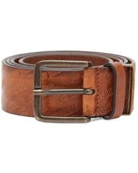 DIESEL - Monogram-Embossed Leather Belt - Lyst
