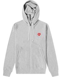 COMME DES GARÇONS PLAY - Comme Des Garçons Play X Invader Heart Logo Embroidered Zip-Up Hoodie - Lyst