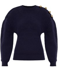 Lanvin - Balloon Sleeved Ribbed Jumper - Lyst