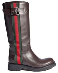 Gucci - Biker Boot With Web - Lyst