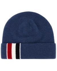Thom Browne - Stripe Detailed Knitted Beanie - Lyst