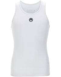 Marine Serre - Moon Logo Embroidered Ribbed Tank Top - Lyst
