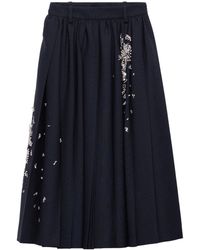Prada - Embroidered Rush Stitch Midi-Skirt - Lyst