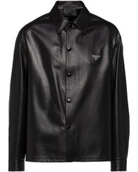 Prada - Triangle-Logo Button-Up Shirt - Lyst