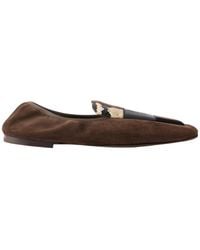 KHAITE - Patchwork Leather And Suede Ballet Flats - Lyst