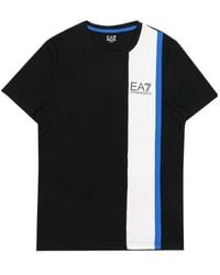 EA7 - Logo Printed Round Collar T-Shirt - Lyst