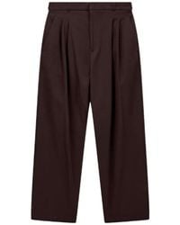 Emporio Armani - Pleated Cotton Trousers With A High Waist And Straight Leg - Lyst