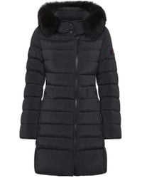 Peuterey - Long Down Jacket With High Collar And Fur - Lyst
