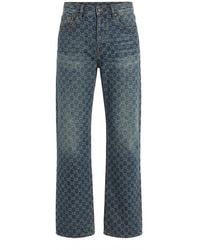 Gucci - Gg Cotton Denim Jacquard Pants - Lyst