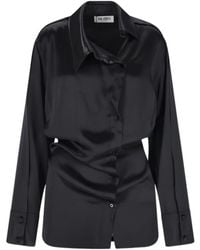 The Attico - The Asymmetric Satin Mini Shirt Dress - Lyst