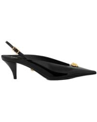 Versace - Leather Slingback With Medium Heel - Lyst