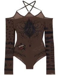 Jean Paul Gaultier - Knwls Cold-Shoulder Printed Stretch-Jersey Bodysuit - Lyst